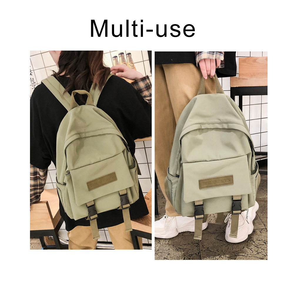 sac à dos en Nylon imperméable adolescent couleur Pure cartable femmes sacs à dos multi-poches loisirs voyage sac à dos
