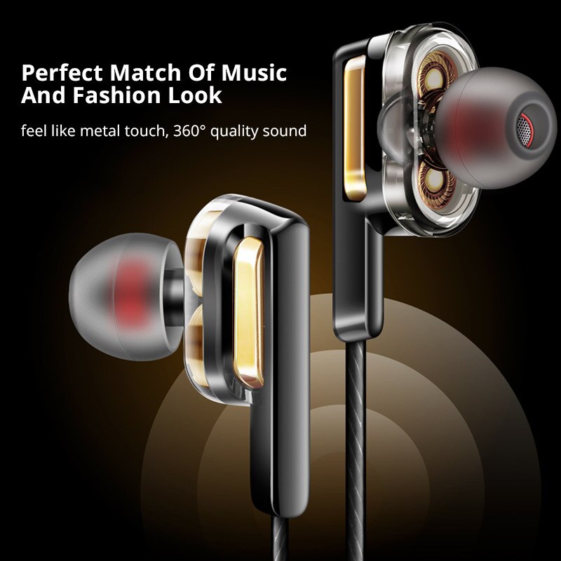 4D basse lourde filaire casque Double dynamique écouteur pour Xiaomi casque Gamer suppression de bruit écouteurs MP3 Earburds pour Sony