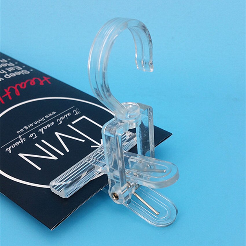 Plastic Clear POP Sign Display Clip Holder Rotatable With Strong Gripping Fri Hanging Poster PVC Foam Board 10pcs