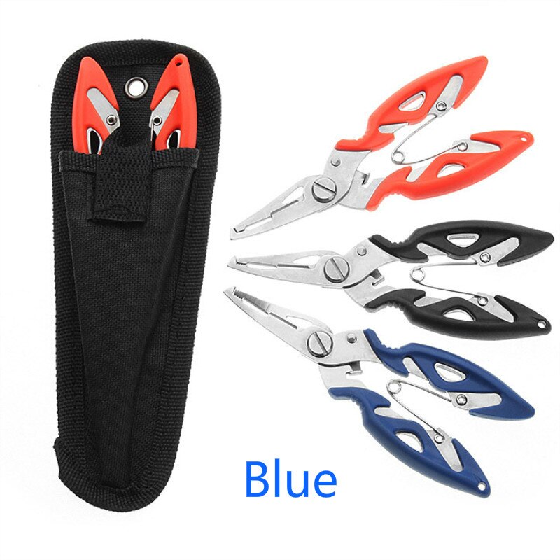 Fishing Plier+Oxford bag Scissor Braid Line Lure Cutter Hook Remover Tackle Tool Cutting Fish Use Tongs Scissors Fishing Pliers: Blue