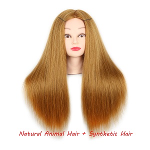 Mannequin Head - 22 Inch Training Head with Holder - Synthetic Fiber Hair for Styling Practice: makeup 27 color