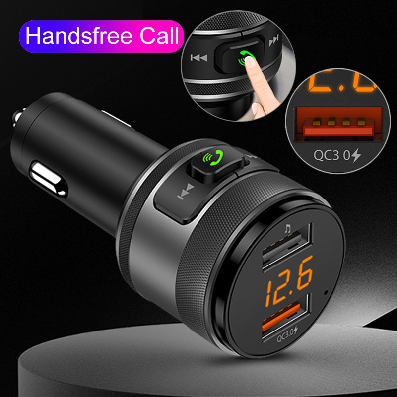 Bluetooth 5.0 Fm-zender Draadloze Handsfree Carkit Fm Modulator Quick Charge 3.0 Usb Flash Drive MP3 Speler