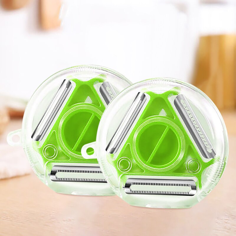 1-2pcs 3in1 Kitchen accessories Vegetable Peeler Potato peeler Carrot Grater Fruit cutter Tools Kitchen gadgets set convenience: green 2pcs
