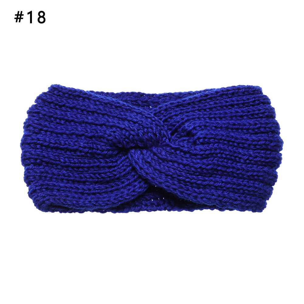 Bandeaux en laine tricotés au Crochet | Bandeaux d'hiver pour femmes, style bohémien, tissage croisé fait à la main, et solide: 18