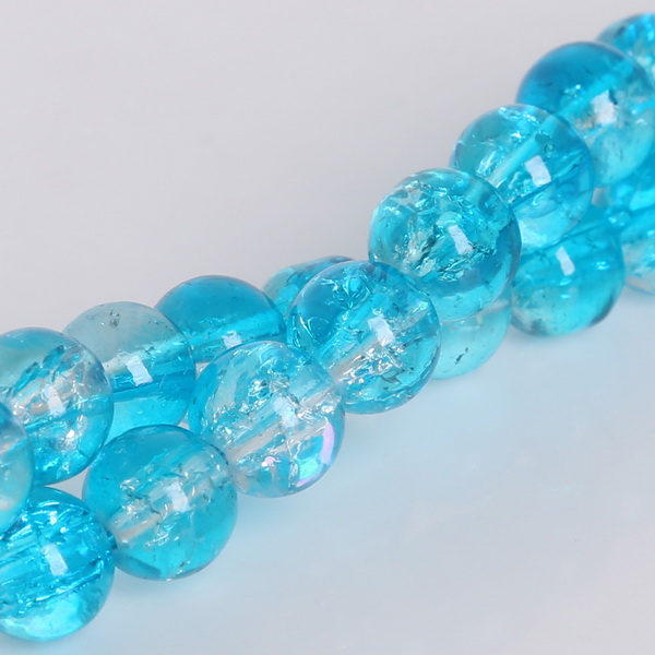 Round Glass Crackle 8mm Loose Beads 50pcs 1 String Fit Handmade Bracelet Necklace DIY Craft Making Good Jewelry: SKY BLUE
