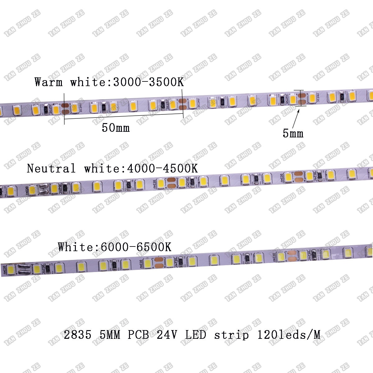 CRI 80 + 5mm 10mm PCB 12V 24V LED strip 2835 120LEDs 240 LEDs/ m diode Flexibele licht tape 4000K 6000K Neutural Wit Warm Wit 5M