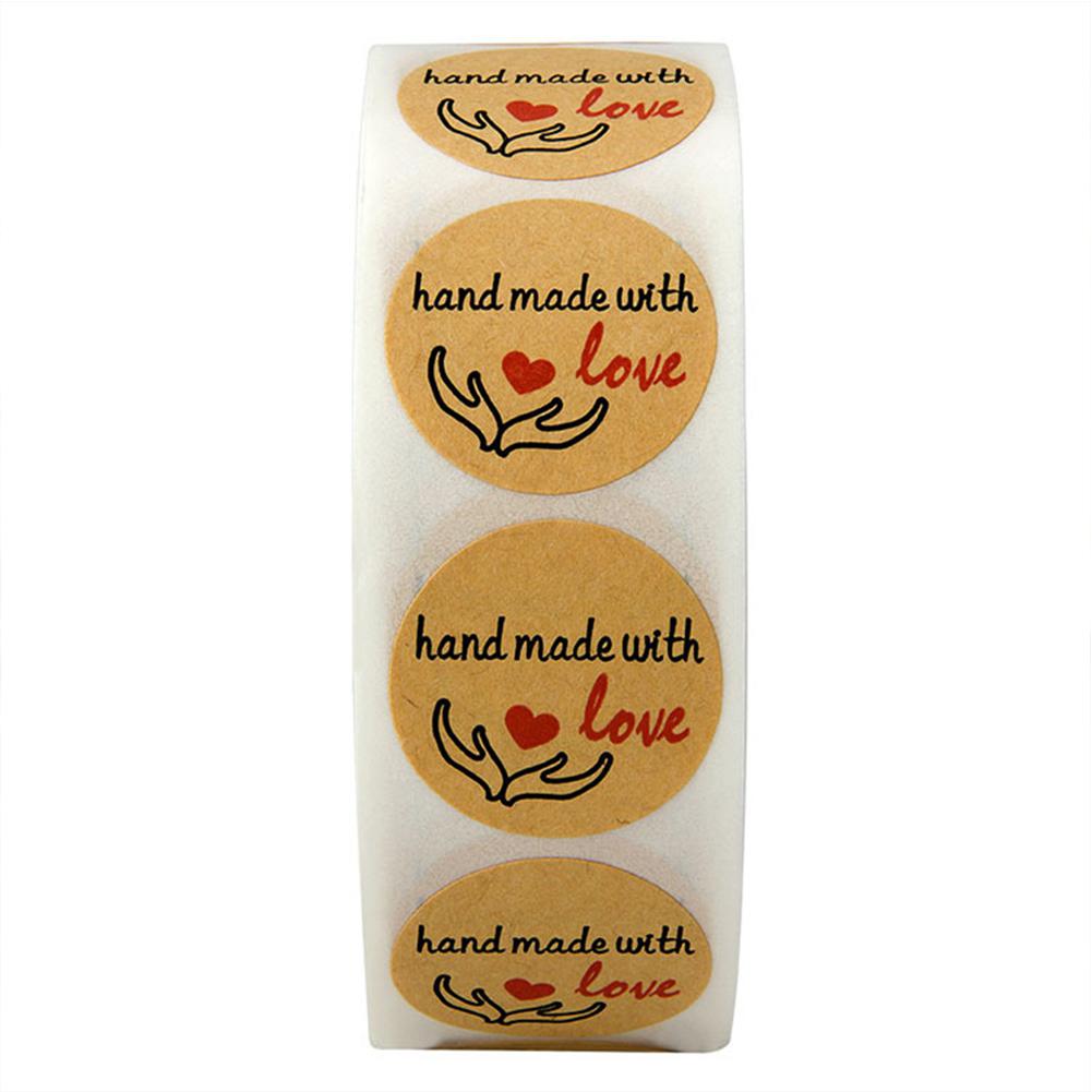 1 Roll Of Cake Sticker Kraft Paper Letter Printing Baking Cake Label Sticker