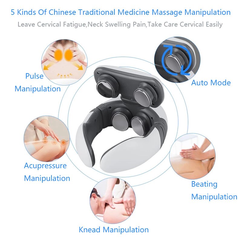 Masajeador de cuello eléctrico inteligente 4D, 6 modos, Control de potencia de pulso para la espalda, masaje de cuello por infrarrojos, herramienta para alivio del dolor, cuidado de la salud