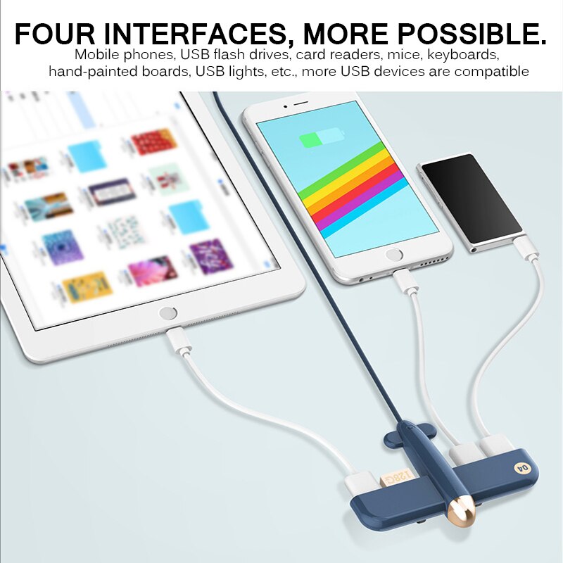 Schattige 4- poorts usb 2.0- hub usb-hub 3.0 draagbare hub usb-vliegtuigvorm usb-splitter externe multi-poort usb-hub voor xiaomi