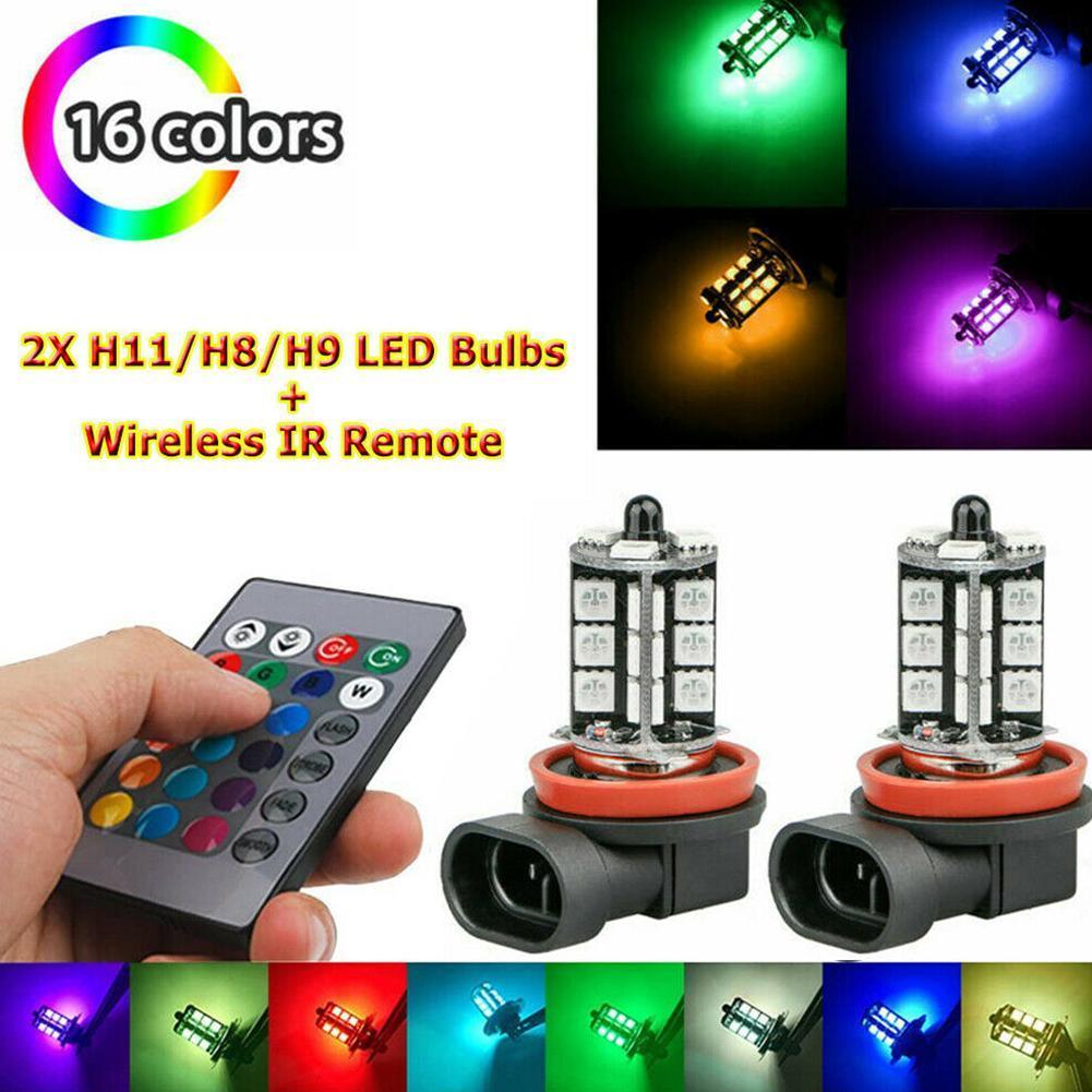 Car Remote Control Lights 5050 27 LED RGB Remote Control Fog Lights Running Colorful Reversing Lights Tail Lights Lights Y0T5