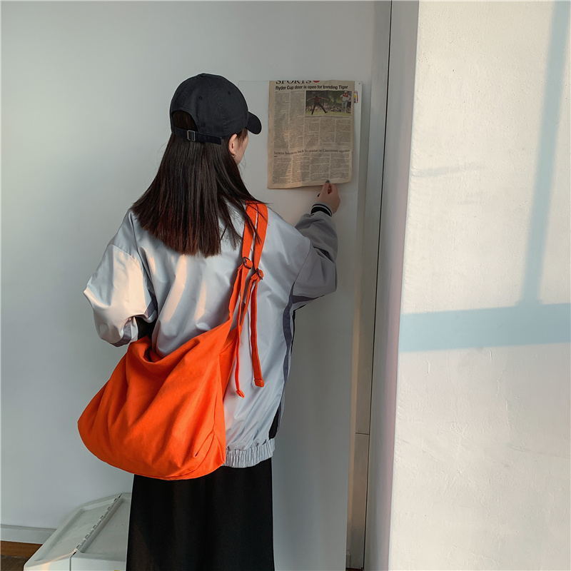 Teenager High Street Canvas Fabric Big Capacity Slouchy Bag 2022 Female Large Size Casual Soft Cotton Cloth Shoulder Bag