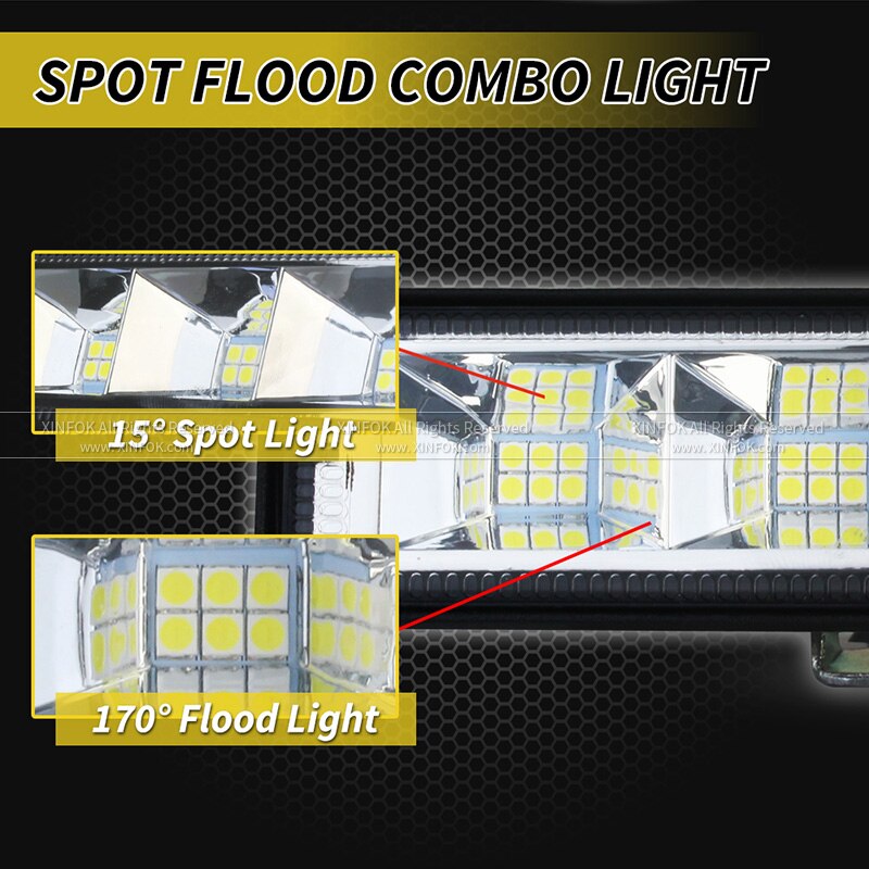 Xinfok Auto Led Spot Flood Verlichting Combo Beam 3030 Smd Dc 12-24 Volt 72 Watt 6500K verlichting Voor Truck 4X4 4WD