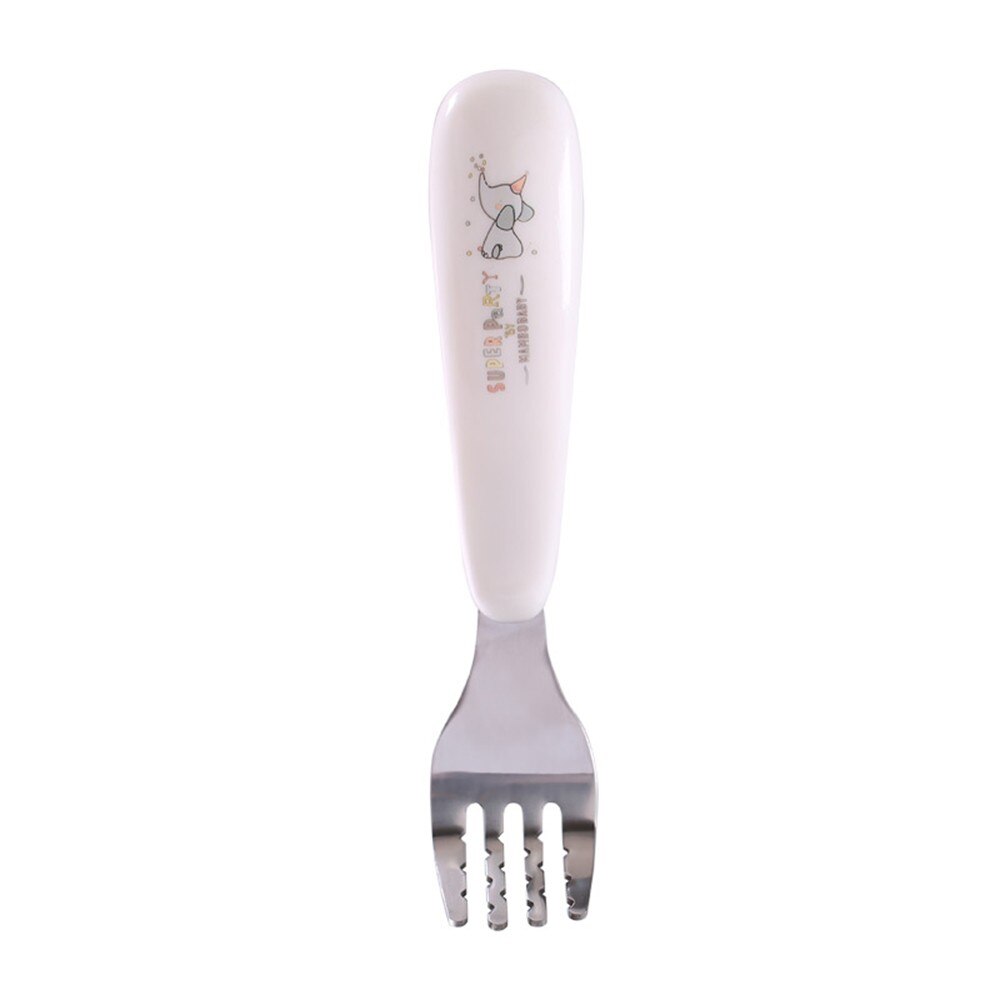 Tecknad baby sked för att mata barn sked mata servis barn gaffel pipetter barn bestick baby middag: Gaffel vit