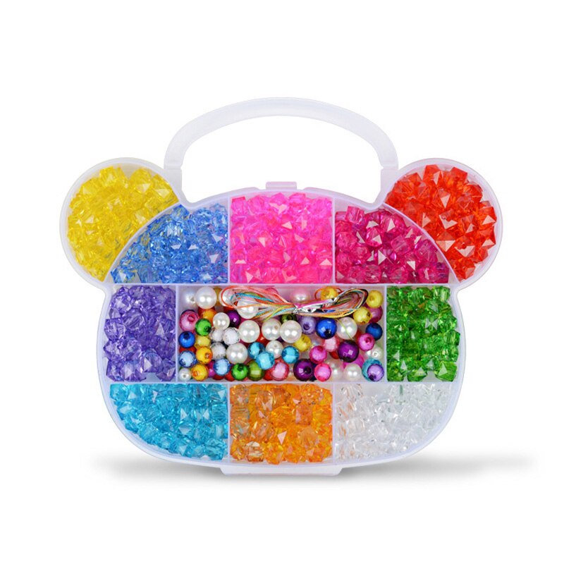 PARA niña, joyería de cuentas creativa, DIY, fabricación de pulsera, collar, juguete educativo para niños, hecho a mano con cuentas con caja: Clear