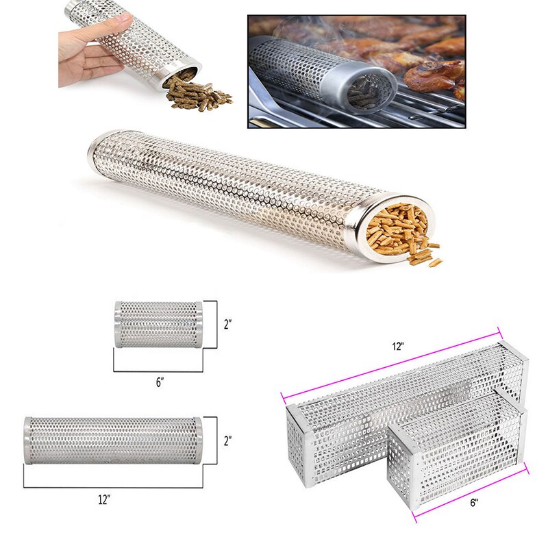Ronde Sqaure Rvs Pellet Buis Roken Mesh Pijp Keuken Outdoor Koken Bbq Gereedschap Accessoires Rook