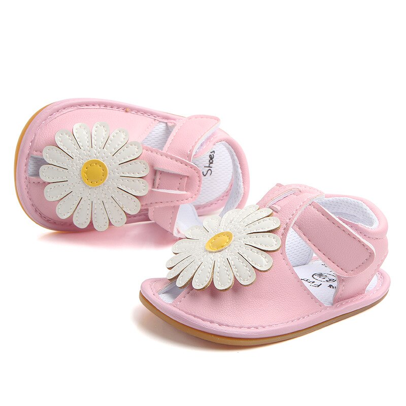 Novedad de verano, sandalias suaves de piel sintética para niñas, sandalias de goma antideslizantes con flores grandes bonitas, sandalias para bebés, zapatos para niñas pequeñas y princesas