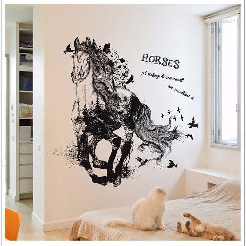 Muursticker Verwijderbare Running Horse Decals Woondecoratie Muurschildering Voor Woonkamer Sofa Achtergrond Fas