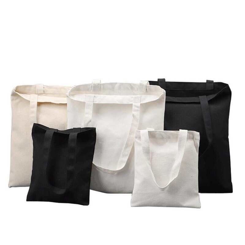 Katoenen tassen grote opvouwbare tas unisex blanco diy originele eco opvouwbare katoenen tassen canvas tas dames handtas