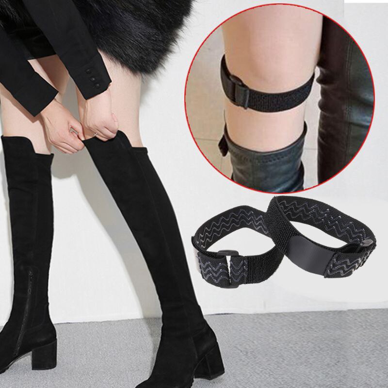 1 Paar Vrouwen Lange Laarzen Vaststelling Anti Vallen Riem Schoenen Accessoires Antislip Zwarte Elastische Verstelbare Binnen Non Slip plakband