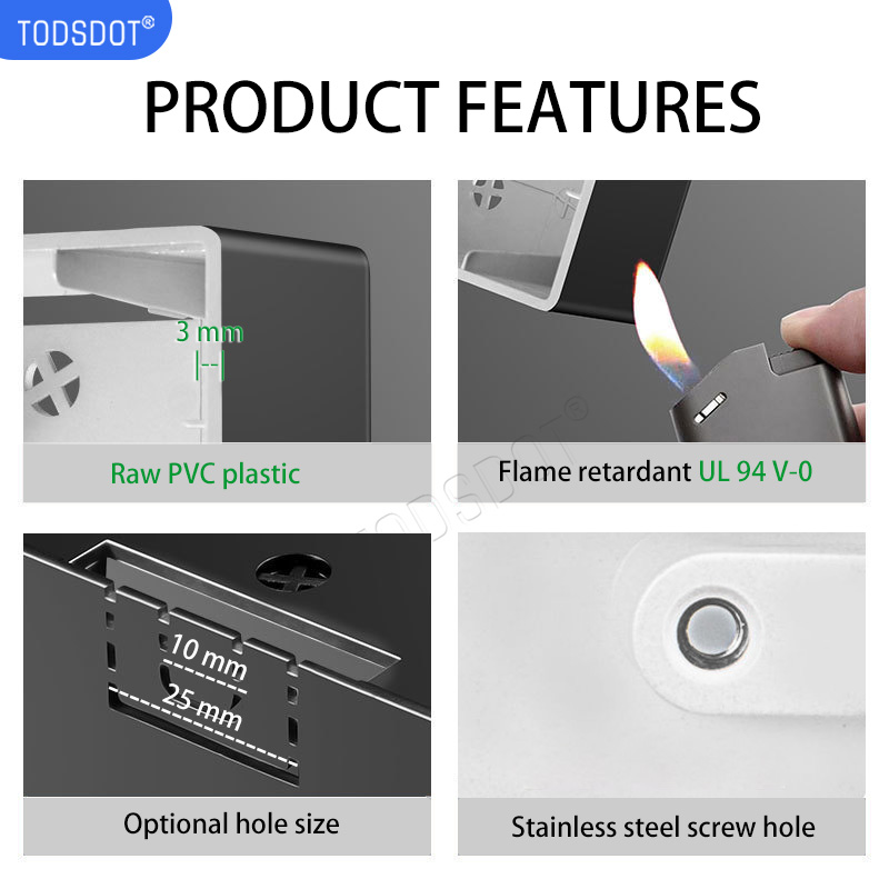 Switch Socket Box 4 Color 86 Type 35 | 40 | 50 mm, Premium Wall Surface Junction Box, On-Wall Mount White | Black | Grey | Gold