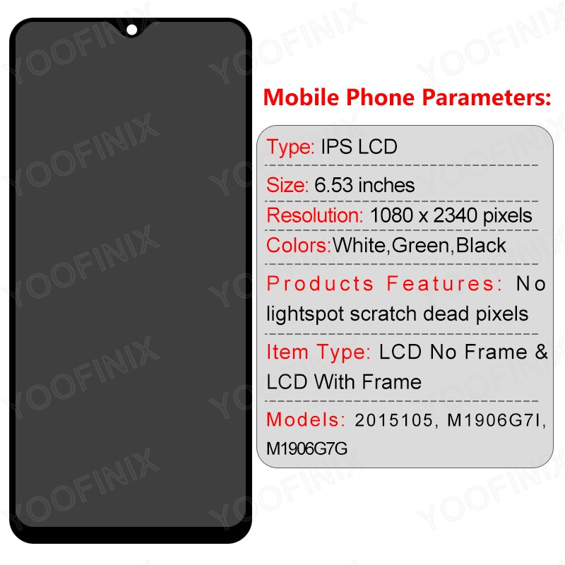 6.53 " original lcd-display-touchscreen-ersatzteile für redmi note 8 pro 8 g  m1906 g 7i m1906 7g