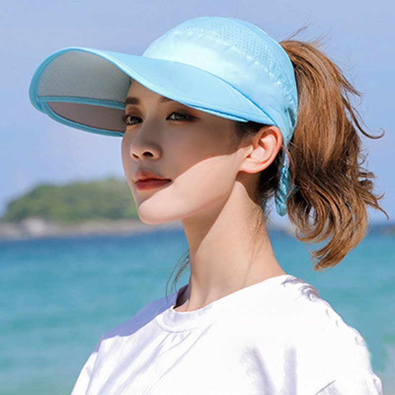 Damen Sonnenvisier Hut - Einziehbarer Sommer Strand UV-Kappe - Polyester Sonnenschutz