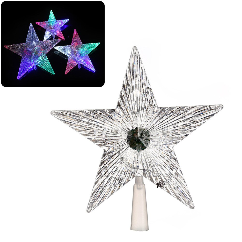 Kerstboom Top Ster Shiny Xmas Decor Transparant Led Lichtgevende Treetop Sterren Christmas Party Festival Ornament AIA99