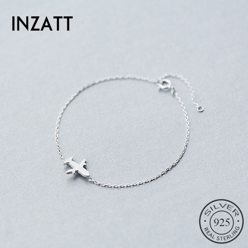 Inzatt Echt 925 Sterling Zilveren Punk Frosted Vliegtuig Armband Voor Vrouwen Anniversary Party Fijne Sieraden Accessoires