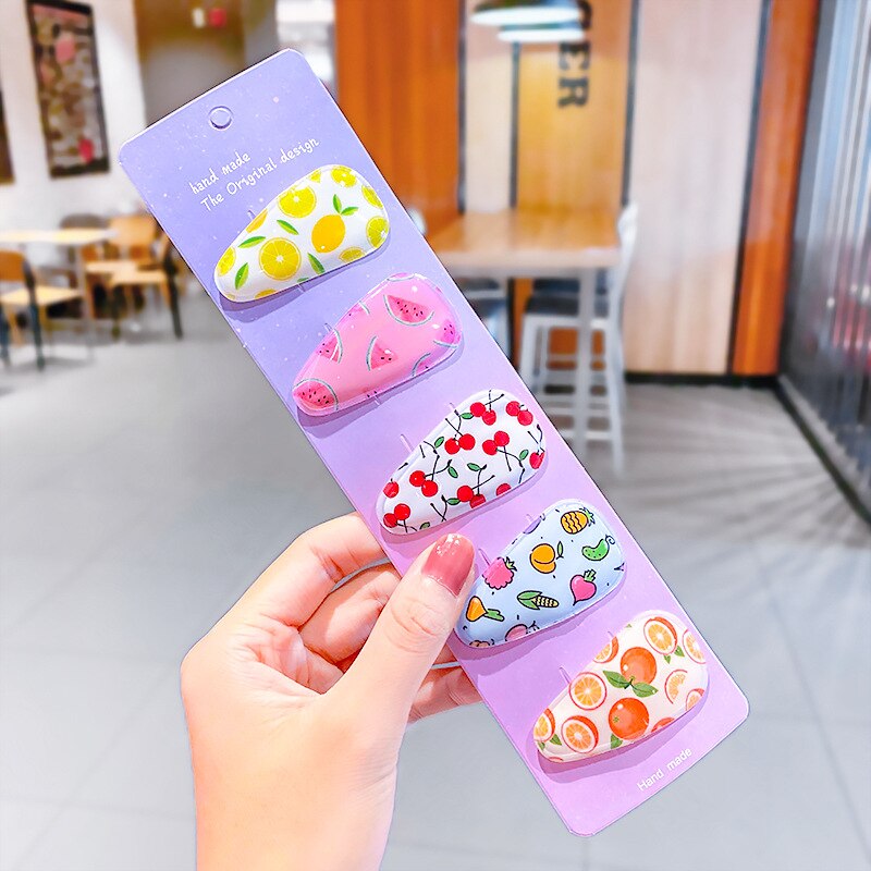 5pcs Children Cute Color Hairclip Head Jewelry -shaped Clip Hair Accessories Baby Hair Clip Cute Baby Hairpin: 09
