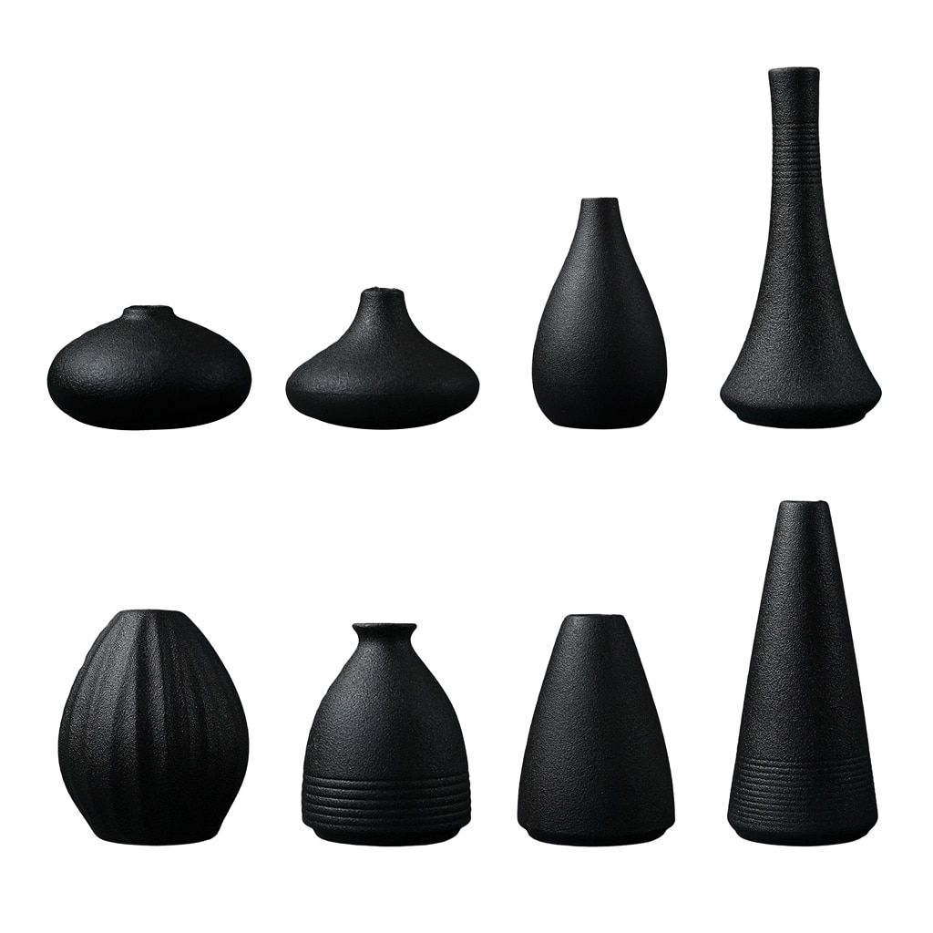 Black Ceramic Vase Modern Flower Vase Pottery Desktop Decorative Planter Pot for Home Garden Decoration