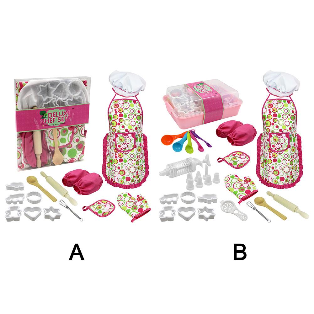 Kinderen Pretend Keuken Speelgoed Bakvorm Tool Set Voor Meisjes Speelgoed Taart Eten Bakken Schort Hoed Soven Handschoenen Keukengerei set