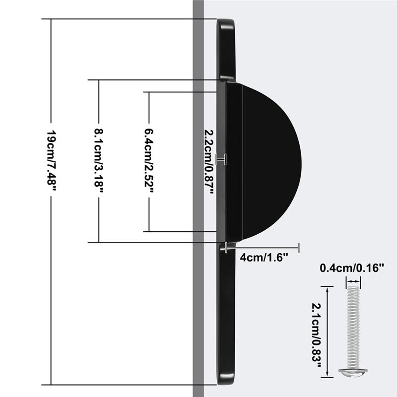M12k-2 skabsgreb, halvrunde sorte skabsknopper, matsorte skabsgreb til skabe og skabe 2-1/2 tommer  (64 mm)