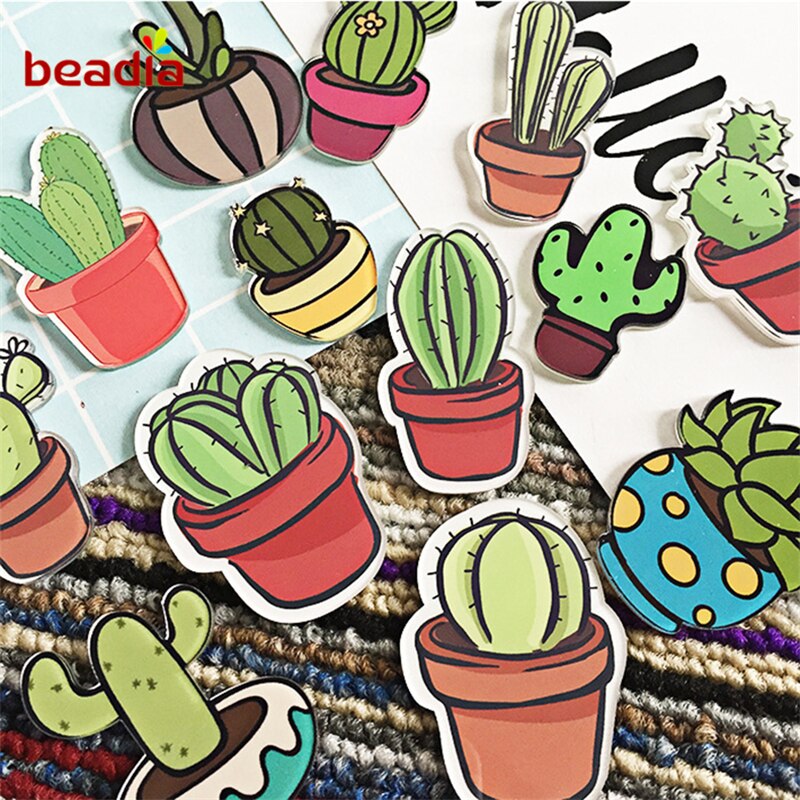 1 stuk cartoon cactus bonsai broche acryl badges iconen op de rugzak pin badge decoratie badges voor kleding
