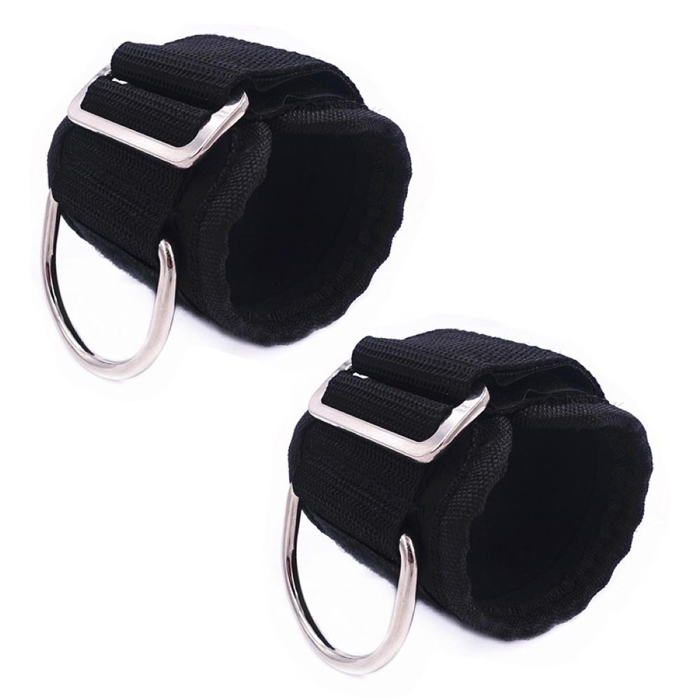 1Pair D-Ring Ankle Strap Attachment for Cable Machines Resistance Training Ankle Cuffs for Legs Abs Glute Exercises: black