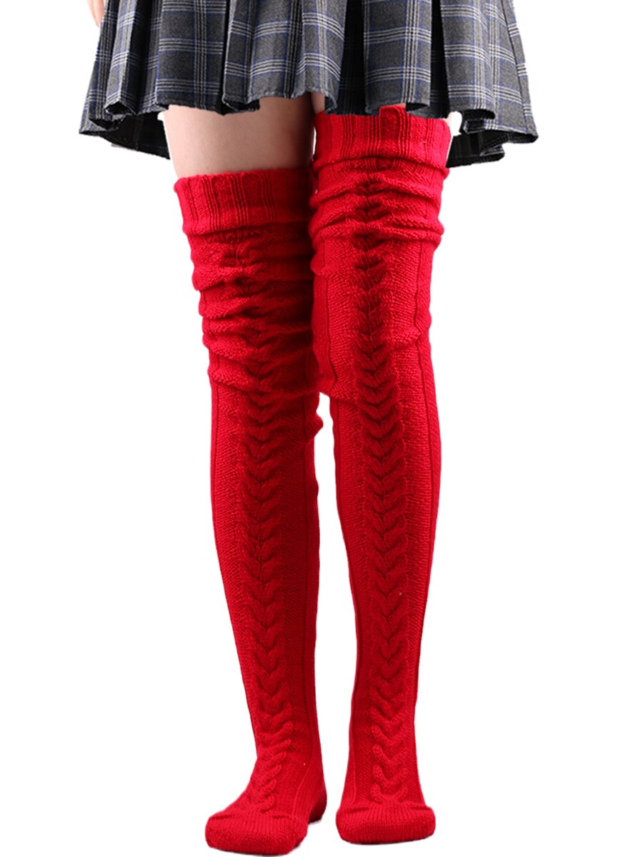 Zakolanówki pończochy damskie zimowe ciepłe damskie dziewczęce czarne białe nad podkolanówki bardzo długi damski wełniany ocieplacz na nogi