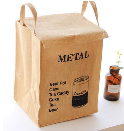 Fabric Living goods storage box Foldable natural Jute Linen Washing Clothes Laundry Basket Bag Hamper Storage: D