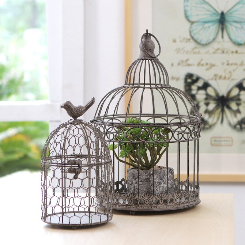 European retro bird cage wrought iron decoration home living room decoration window display birdcage decorative