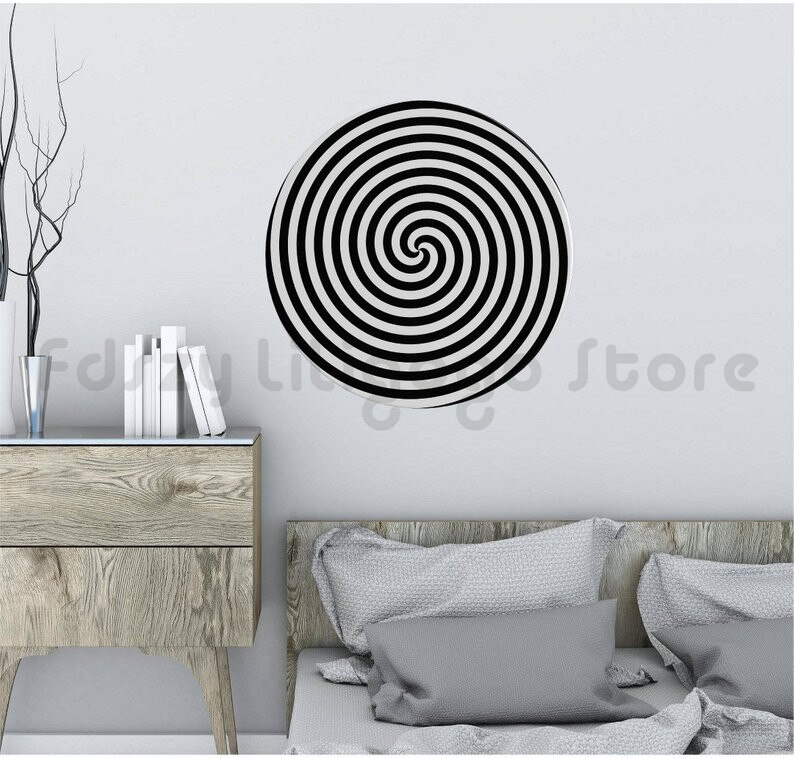 Hypnosis spiral round wall decal visual illusion art vinyl sticker home decor living room bedroom decorationF318