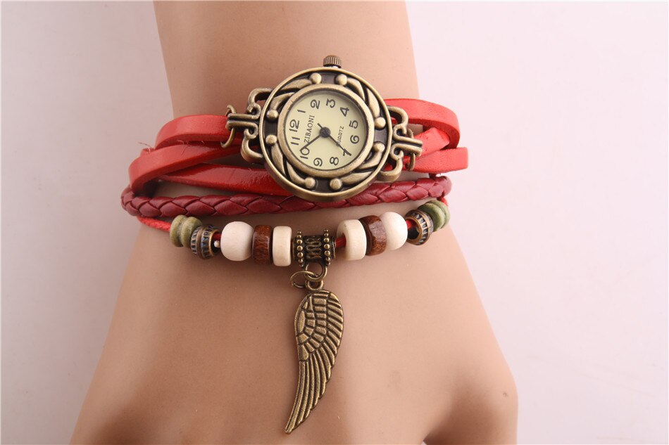 Lakes stall night market horloge zuid-korea trend modern en trendy / dames casual retro horloge handgeweven armband dameshorloge: Rood