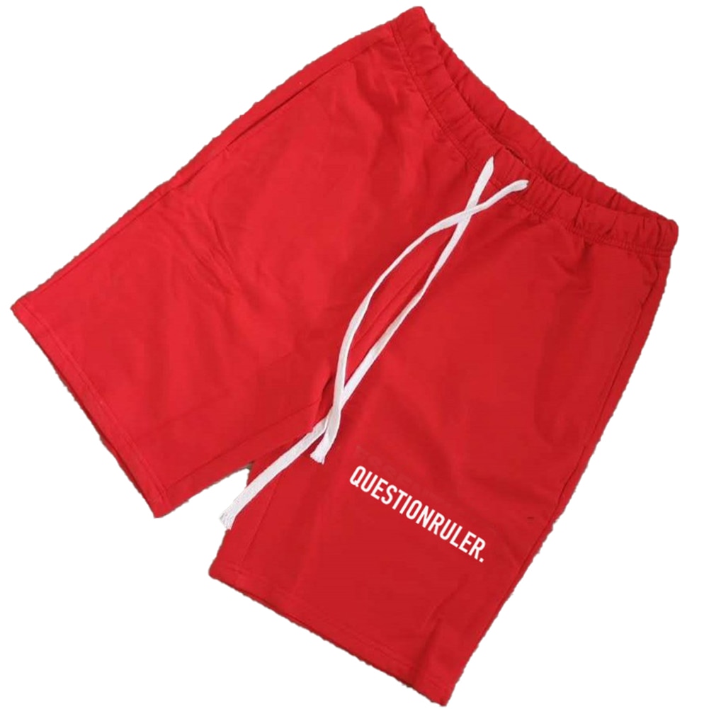 Ins style herre fritidsshorts med bokstavtrykk høy midje shorts gutter sportsshorts med snøring for løping av basketball: Rød / M