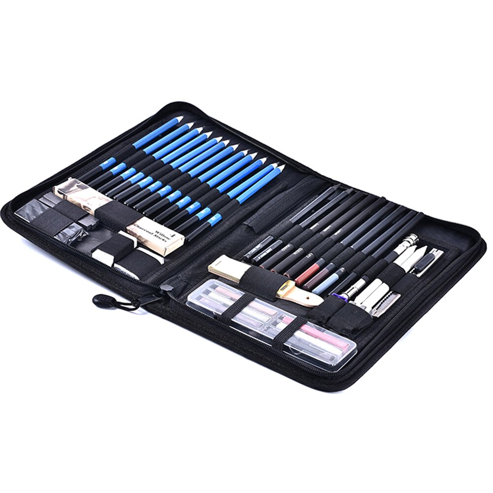 48Pcs/Set Sketch Drawing Pencils Kit with Graphite Charcoal Pen AS99: Default Title