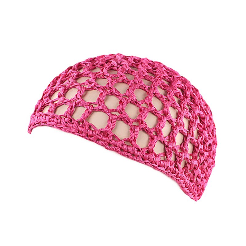 Filet à cheveux en maille pour femmes, bonnet de couleur unie, Turban de nuit pour dormir: Rose Red