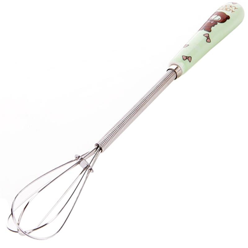 1PCS Mini Stainless Steel Egg Whisk Cute Cartoon Balloon Whisk Small Egg Mixing Mixer Milk Egg Beater Kitchen Cooking Tool: Green