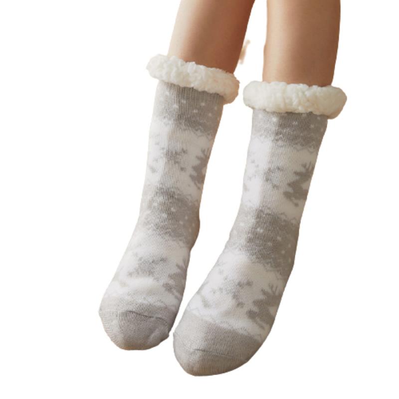 Women Winter Cozy Fuzzy Sherpa Fleece-lined Warm Thermal Non-Skid Slipper Socks Warm Sports Socks Basketball Outdoor Activities: 03
