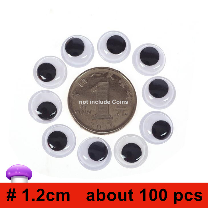 movable self-adhesive eyes hand DIY with eyelash beads attached black white eye clay accessories kid hand material BS93: BS93-Black-1.2cm