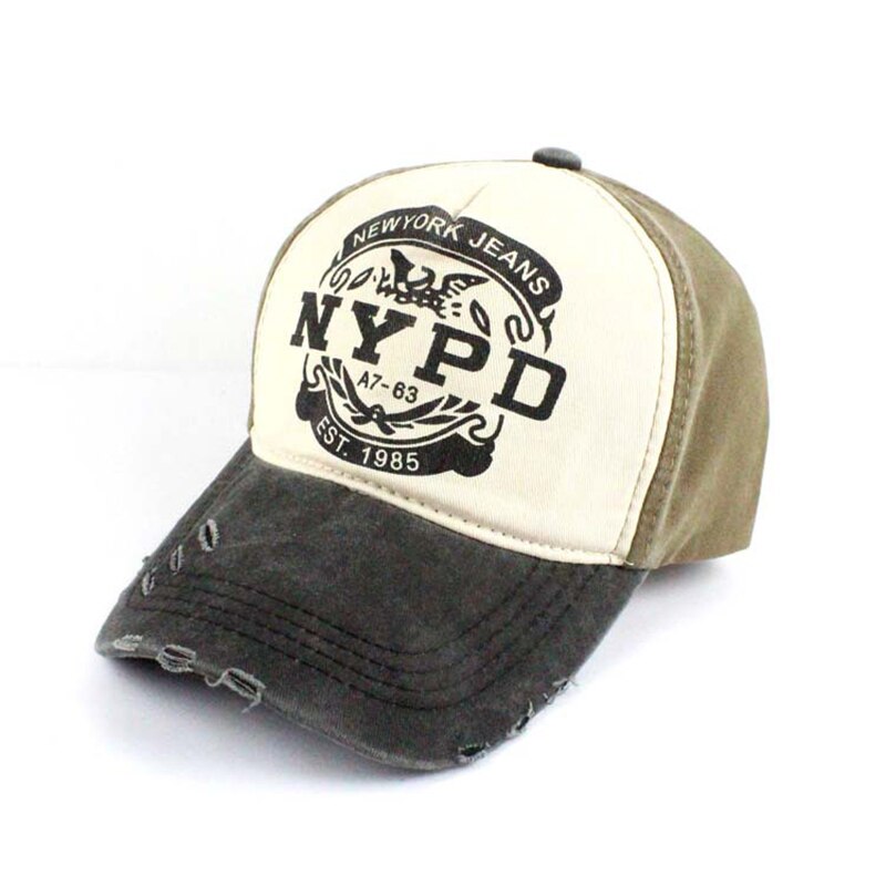 Baseball cap brev trykt stil nypd monteret hat par afslappet cap panel vask vintage cap til mænd kvinder snapback cap: Mørkegrå