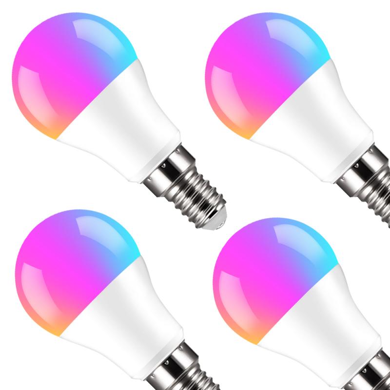 4/3/2/1PCS E14 Smart LED Light Bulb 10W WiFi RGB Color Changing App Control Alexa/Google equivalent Indoor intelligent Lighting: 4pcs
