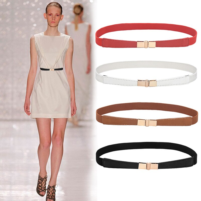 Cinturón fino para elástico Mujer, cinturón negro, rojo y blanco, ceinture