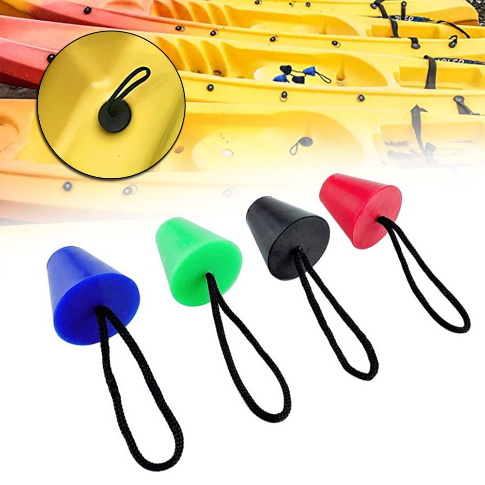 4pcs Universal Kayak Drain Holes Plugs Canoe Marine Boat Dinghy Scupper Plug Drain Holes Stopper Kit With Cord Rope