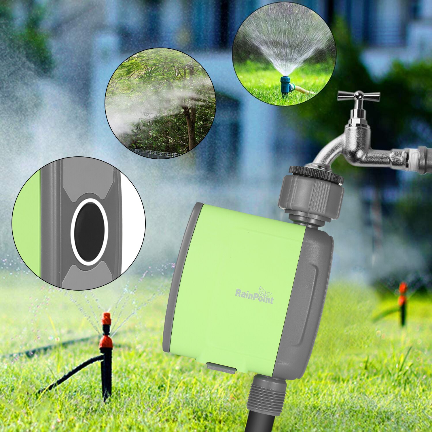 Programmable BT WiFi Water Timer Hose Faucet Timer Outdoor Battery Operated Water Flow Meter Automatic Watering Sprinkler System